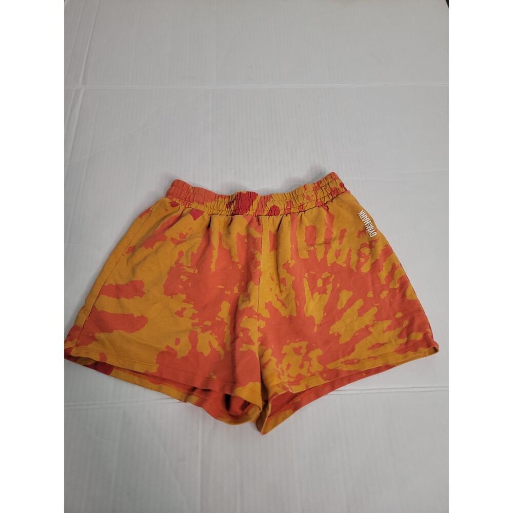Gymshark Shorts Womens Sz S Colour Burst Orange Print Cotton High Rise